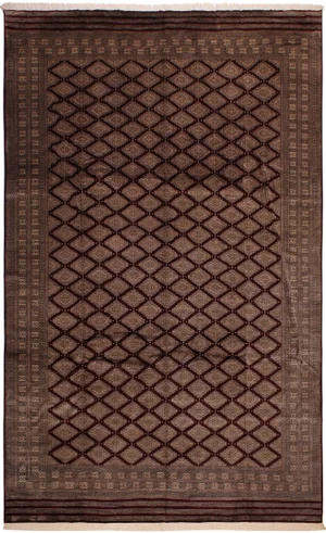 1980s Vintage Bokhara Brown Wool Rug -10′ × 12′