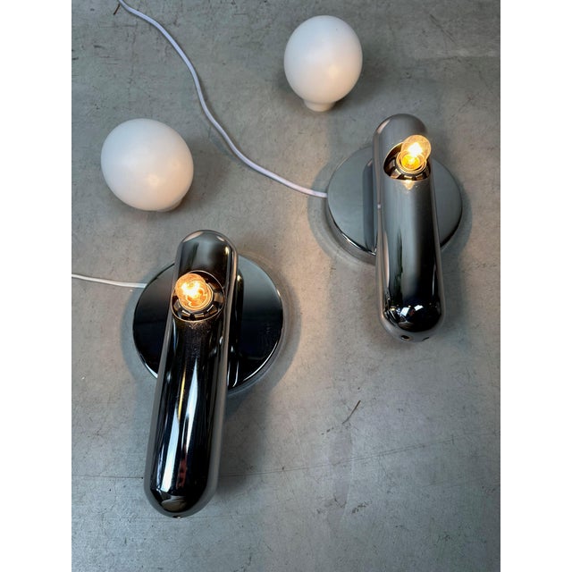 Metal Vintage Wall Lamps in Chrome and Opaline, 1960s, Set of 2 For Sale - Image 7 of 9