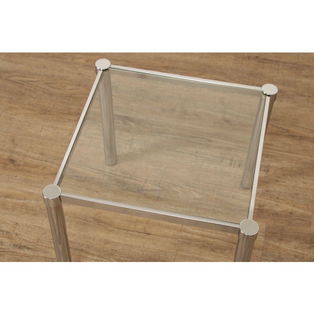 Chrome 1970s Post Modern Chrome and Glass Side Table For Sale - Image 8 of 13