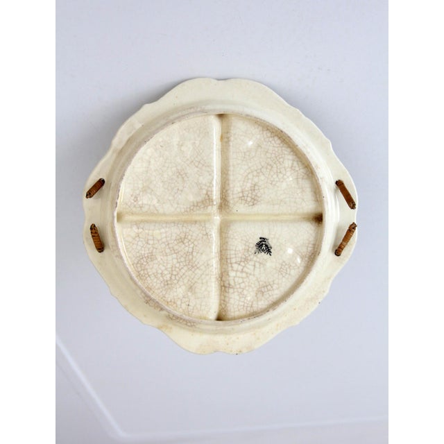 Cream Vintage Japanese Floral Porcelain Serving Dish With Handle For Sale - Image 8 of 13