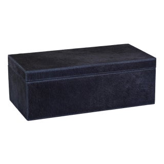 Rutbeek Navy Hair-On-Hide Leather Decorative Box, Large For Sale