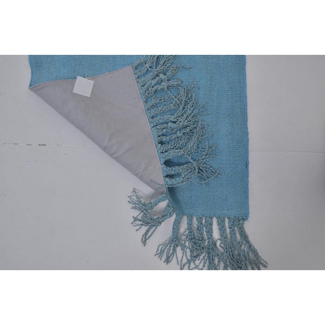 1960s Blue Vintage Hemp Kilim Runner For Sale - Image 5 of 10