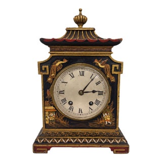 Edwardian Coventry Astral Chinoiserie Pagoda Mantel Clock, England, Circa 1930 For Sale