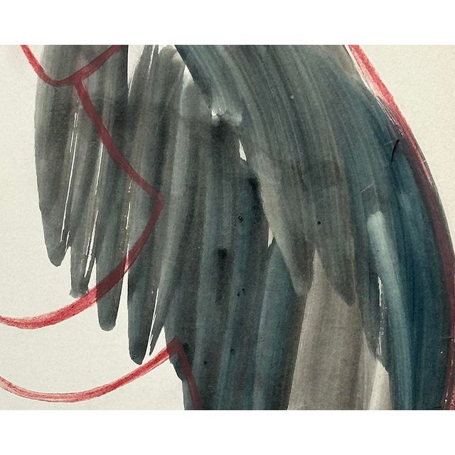 Mid-Century Modern Vintage Abstract Form #3 in Mixed Media on Paper With Mat, Signed by European Artist Dreys, 1954 For Sale - Image 4 of 4