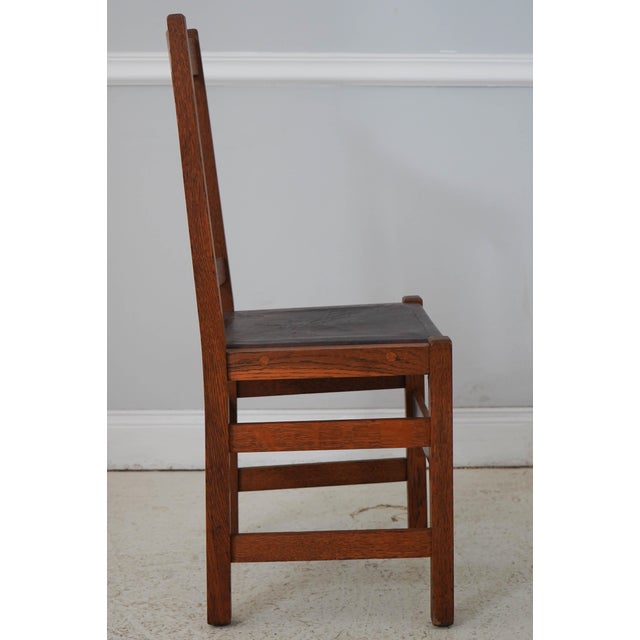 Mission L& Jg Stickley Antique Mission Oak Spindle Back Chair For Sale - Image 3 of 18