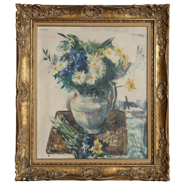 Thomas Strickland Flower Still Life, Oil Painting by Thomas Strickland circa 1960 For Sale In New York - Image 6 of 6