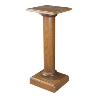Vintage Mission Arts & Crafts American Oak Sculpture Pedestal Plant Stand Column For Sale