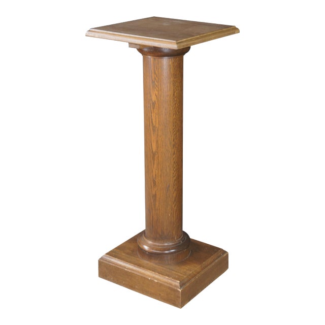 Vintage Mission Arts & Crafts American Oak Sculpture Pedestal Plant Stand Column For Sale