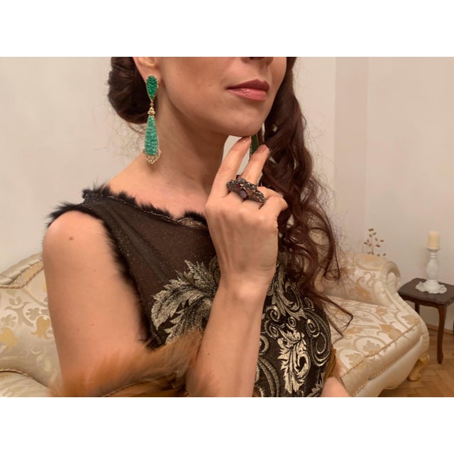 Gemstone Bochic "Orient" Red Ruby & Multi Color Sapphires Ring Set In 18K Gold & Silver For Sale - Image 7 of 18