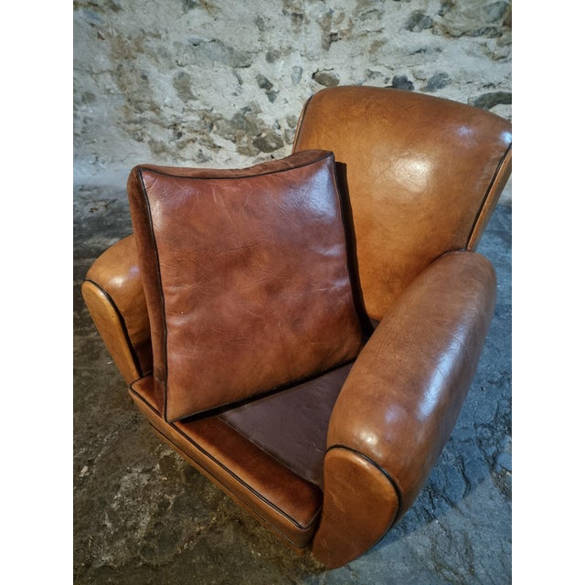 Vintage Leather Club Chair, France, 1940s-1950s For Sale - Image 15 of 18