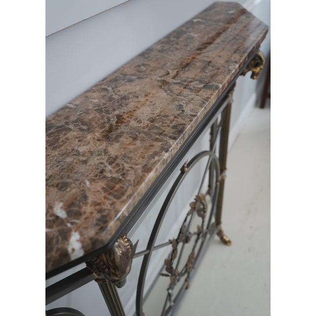 Maitland Smith French Empire Marble Top Steel Base Console Table For Sale - Image 10 of 17