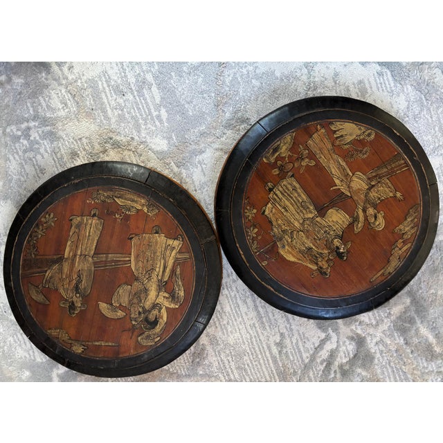 Wood Pair Large 19th Century Chinese Wedding Baskets For Sale - Image 7 of 15