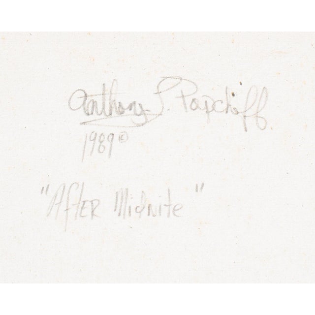 1989 “After Midnite” Oil on Canvas Painting by Artist Anthony Louis Popcheff For Sale - Image 9 of 9