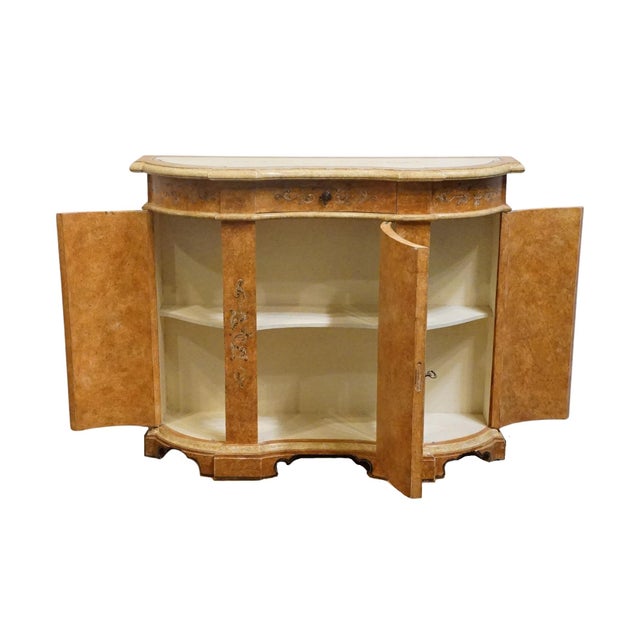 Neiman Marcus Hand Painted Italian Neoclassical Tuscan Style 42" Serpentine Console Cabinet For Sale In Kansas City - Image 6 of 12