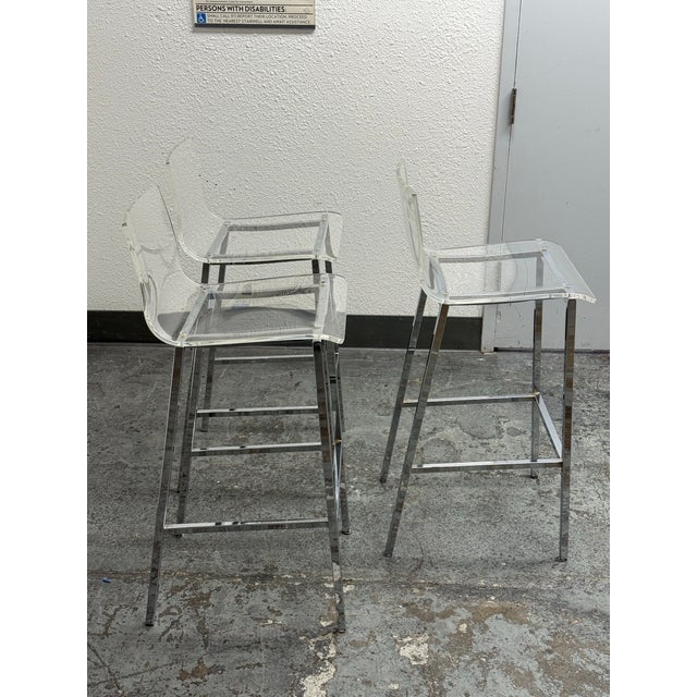 Cb2 Vapor Acrylic Barstools, Set of Three For Sale - Image 11 of 12