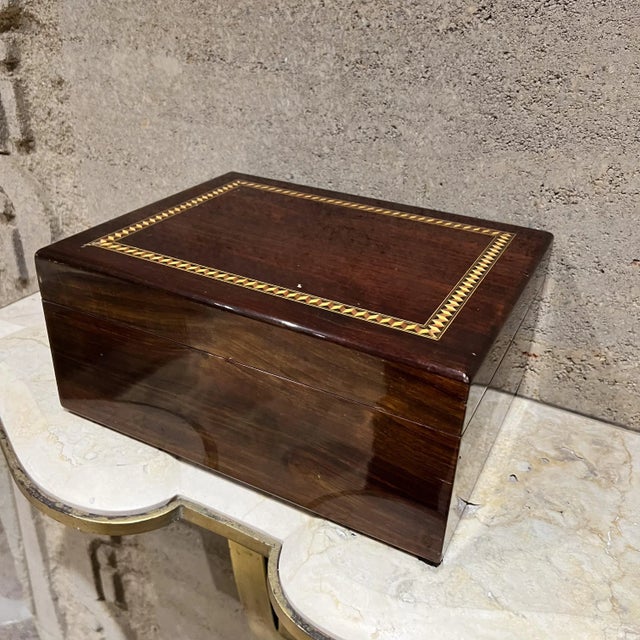 Wood Vintage Cigar Box by Paradigm Humidor Co., Wood With Marquetry Inlay For Sale - Image 7 of 10