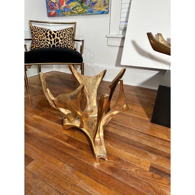 Mid 20th Century Rare Fred Brouard Signed Gilt Bronze Table Bases Set of 3 For Sale - Image 5 of 9
