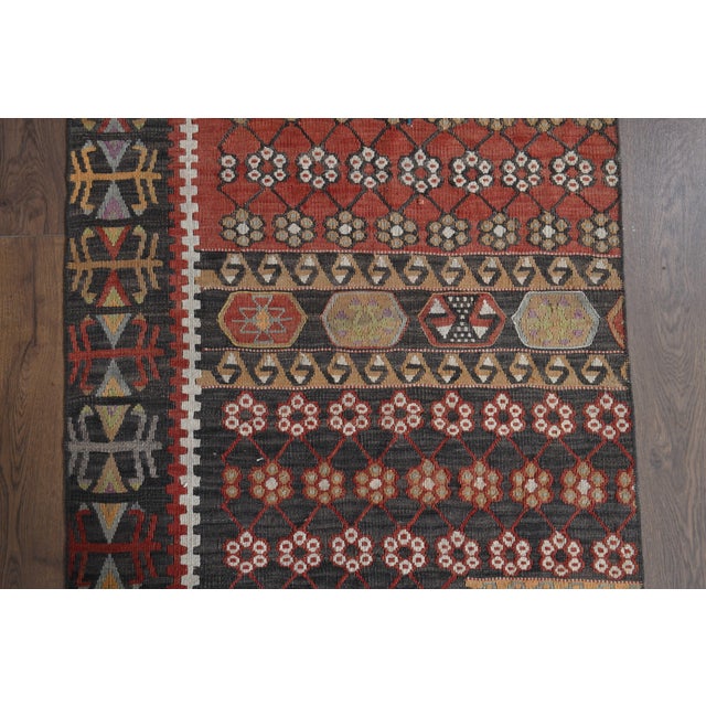 Red 1970s Vintage Handmade Wool Cotton Red Runner Rug For Sale - Image 8 of 11