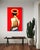 Red Cedric Vu "Too Noble to Curb" Tufted Yarn Portrait, Back Figure, Golden Halo, Deep Red, Contemporary California Textile Art, Pop Art, 2025 For Sale - Image 8 of 8