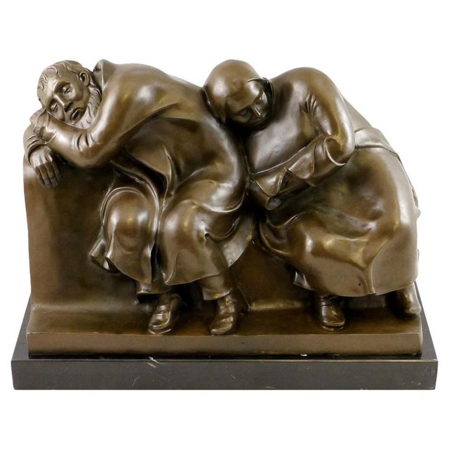 Art Deco Style Sleeping Drifters Sculpture, 20th Century, Bronze For Sale - Image 9 of 9