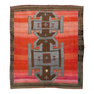 Galerie Shabab Collection Tribal Mid-20th Century Handmade Turkish Anatolian Square Room Size Carpet For Sale