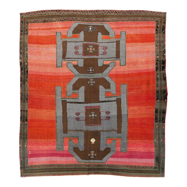 Galerie Shabab Collection Tribal Mid-20th Century Handmade Turkish Anatolian Square Room Size Carpet For Sale