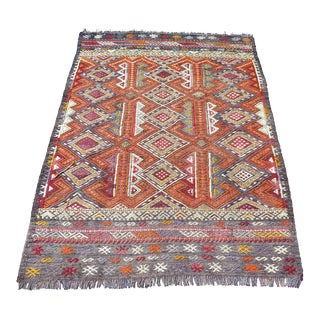 Mid 20th Century 60s Cute Aesthetic Turkish Handmade Small Kilim Area Rug For Sale