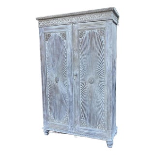 Anglo-Indian Solid Teakwood Press Armoire Wardrobe Cupboard, Mid 19th Century For Sale