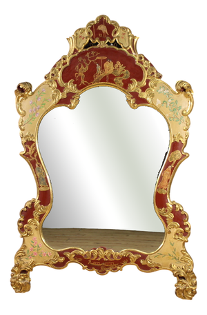 Venetian Chinoiserie Lacquered, Painted, and Gilded Mirror, 1950s
