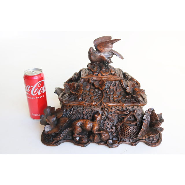 19th Century Black Forest Swiss Two Tier Jewelry Box with Fox and Bird, 1880 For Sale - Image 12 of 15