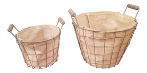 Industrial Style Farmhouse Rustic Wire Baskets - A Pair