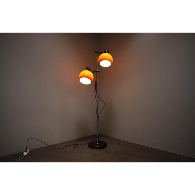 Vintage Hungarian Adjustable Floor Lamp with Two Orange Globe Shades, 1970 For Sale - Image 12 of 13