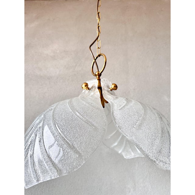 Gold Vintage Murano Glass Leafs Pendant, 1970s For Sale - Image 8 of 15