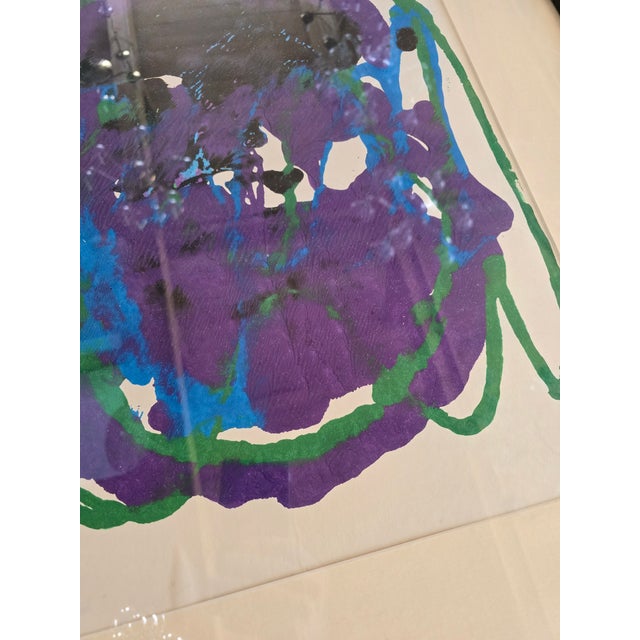 Paint Vintage Mid Century Modern Abstract Painting Magenta For Sale - Image 7 of 7