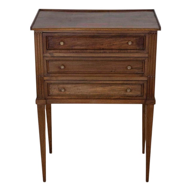 French 20th Century Louis XVI Style Walnut Bedside Table For Sale