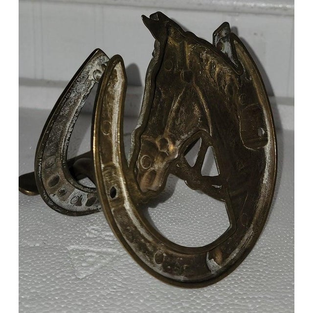 1940s Brass Horse Door Knocker For Sale - Image 5 of 7