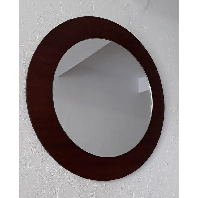 Vintage Round Flat Hallway Mirror with Black Border, 1970s, in Good conditions. Designed 1970 to 1979