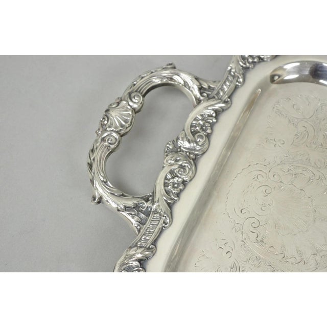 Vintage Old English Poole Silver Plated Footed Narrow Serving Platter Bar Tray For Sale - Image 4 of 17