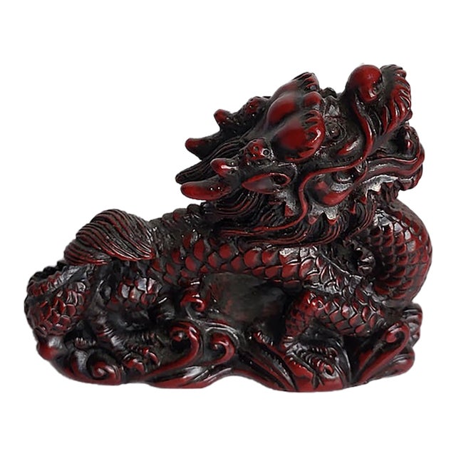 Mid 20th Century Red Boxwood Japanese Netsuke Dragon For Sale