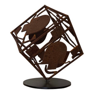 Modernist Geometric Scrap Metal Welded Sculpture For Sale