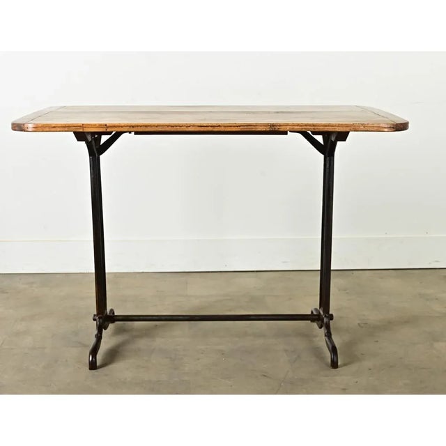 French French Vintage Bistro Table with Wood Top For Sale - Image 3 of 10