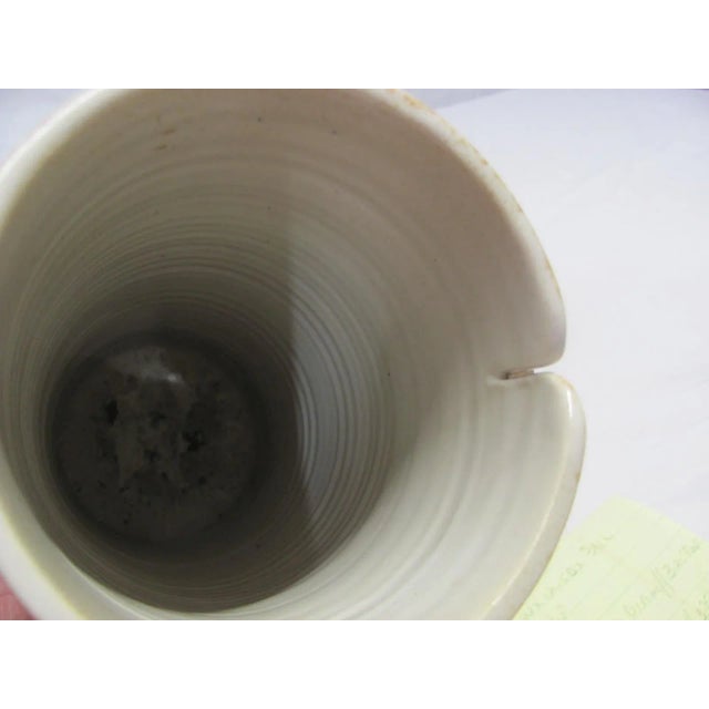 Mid-Century White and Brown Glaze Ikebana Vase For Sale - Image 10 of 11