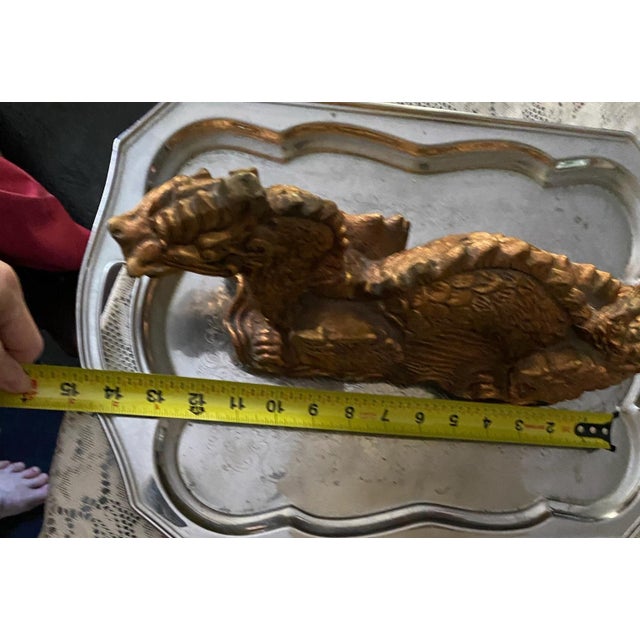 Gilt Dragon Sculpture With Aged Patina For Sale - Image 9 of 9