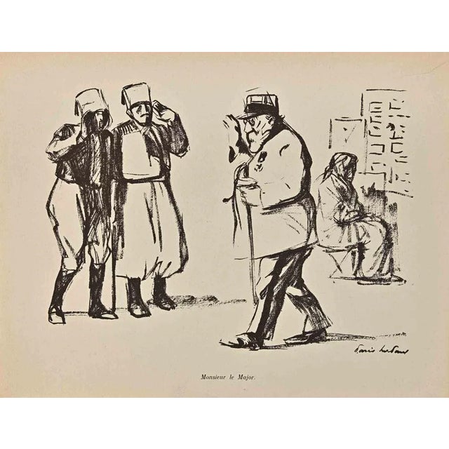 Monsieur Le Major is a vintage Lithograph realized by Hermann Paul from the series " La Grande Guerre Par Les Artistes"...