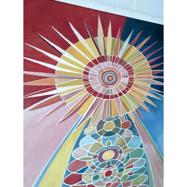Abstract Board Vintage Signed Geometric Modernist Abstract Oil Painting For Sale - Image 3 of 14