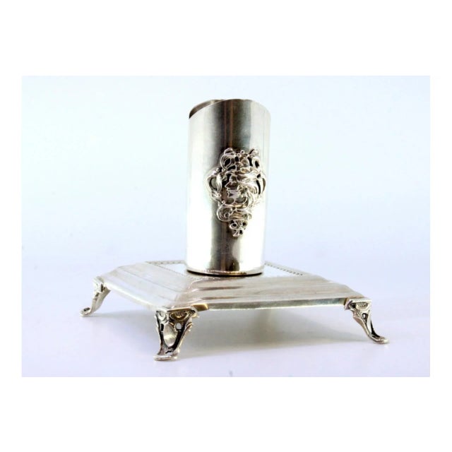 Metal Silver Candleholder with Young Figure For Sale - Image 7 of 8