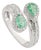 Contemporary Emerald Diamond Cluster Bypass Ring in 14k Gold Size 6.5 For Sale
