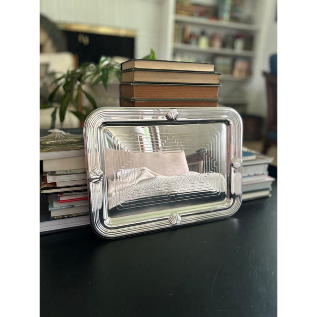 Art Deco Vintage Towle Silverplate Seashell Art Deco Coastal Tray For Sale - Image 3 of 16