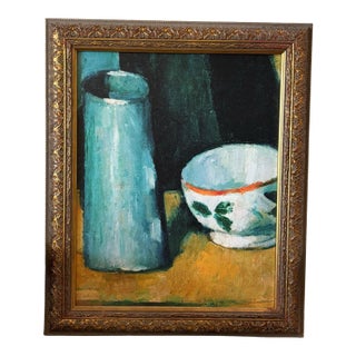 Framed Bowl & Milk Jug Reproduction Print by Paul Cizanne For Sale