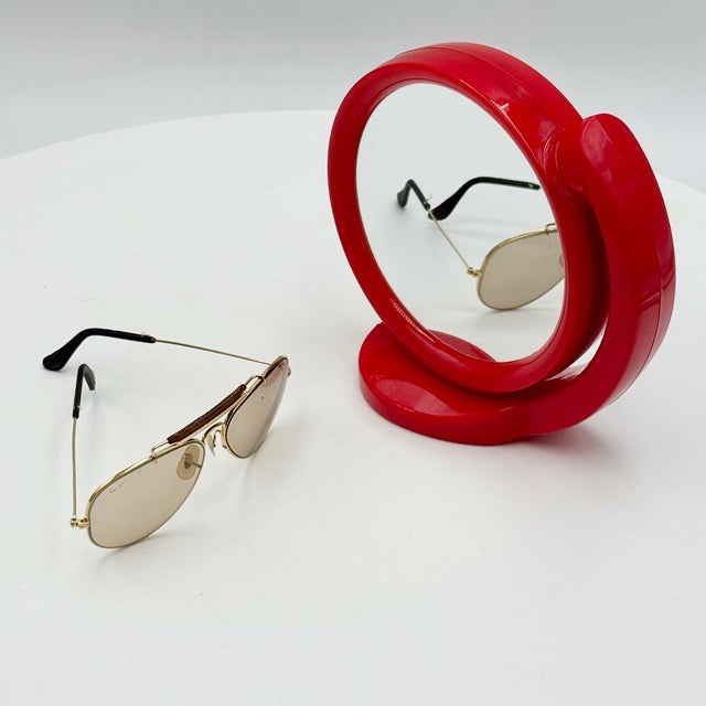 Space Age Red Rotating Vanity Mirror, 1970s For Sale - Image 6 of 12